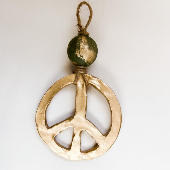 Olive Peace Sign Ornament